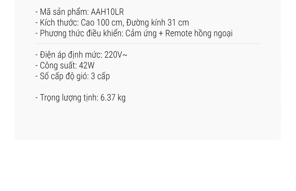 Midea AAH10LR quạt tháp, quạt hơi nước