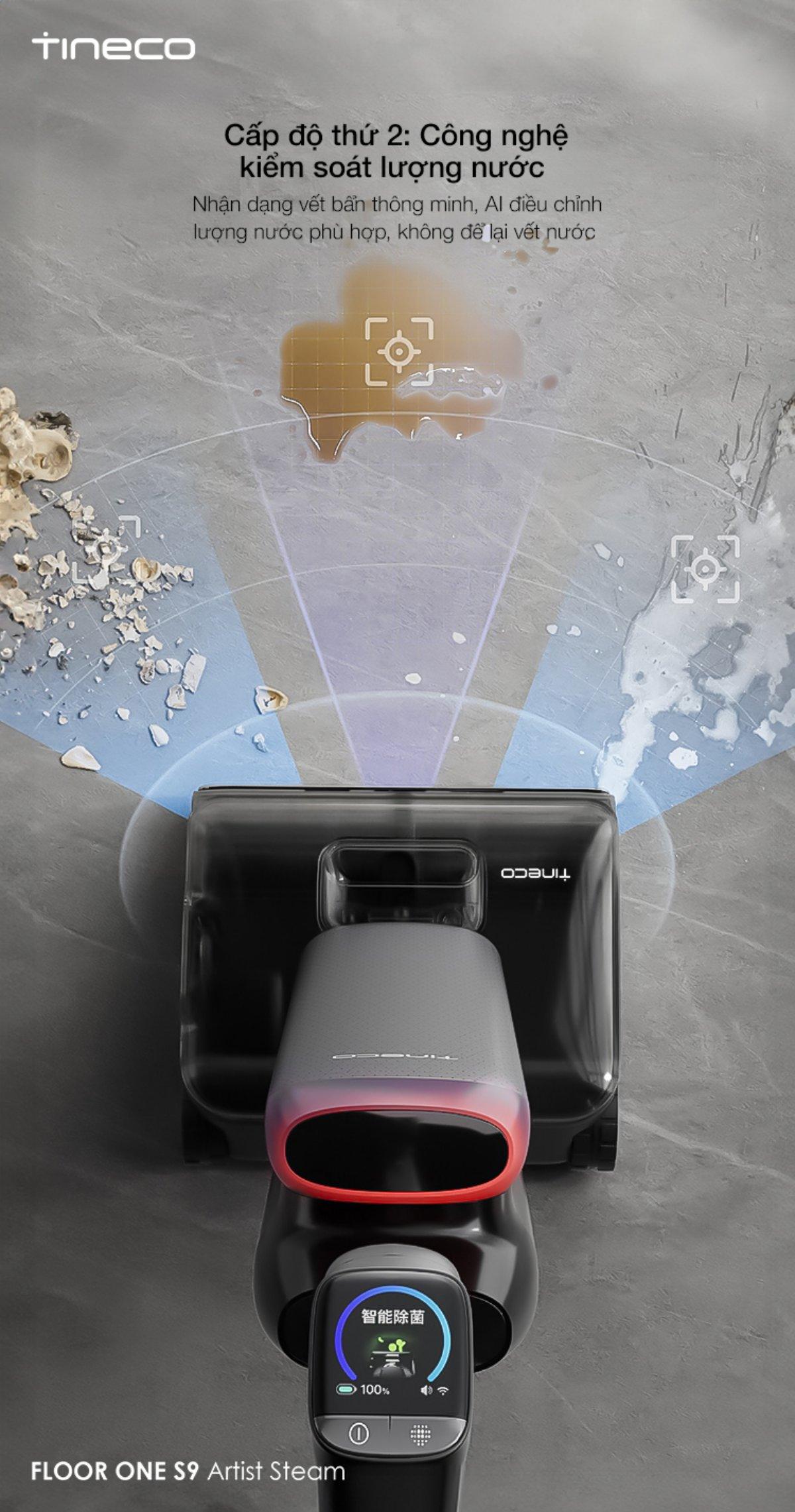 Tineco Floor One S9 Artist Steam gập nghiêng 180°