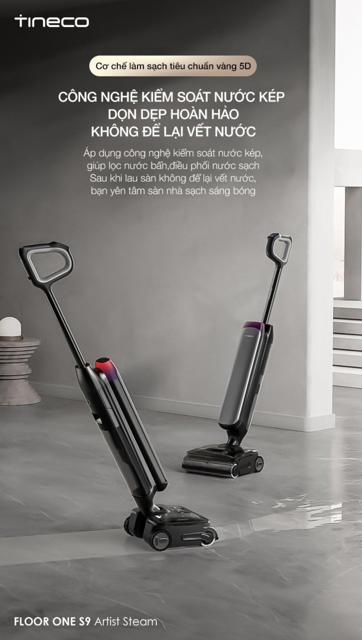 Tineco Floor One S9 Artist Steam gập nghiêng 180°