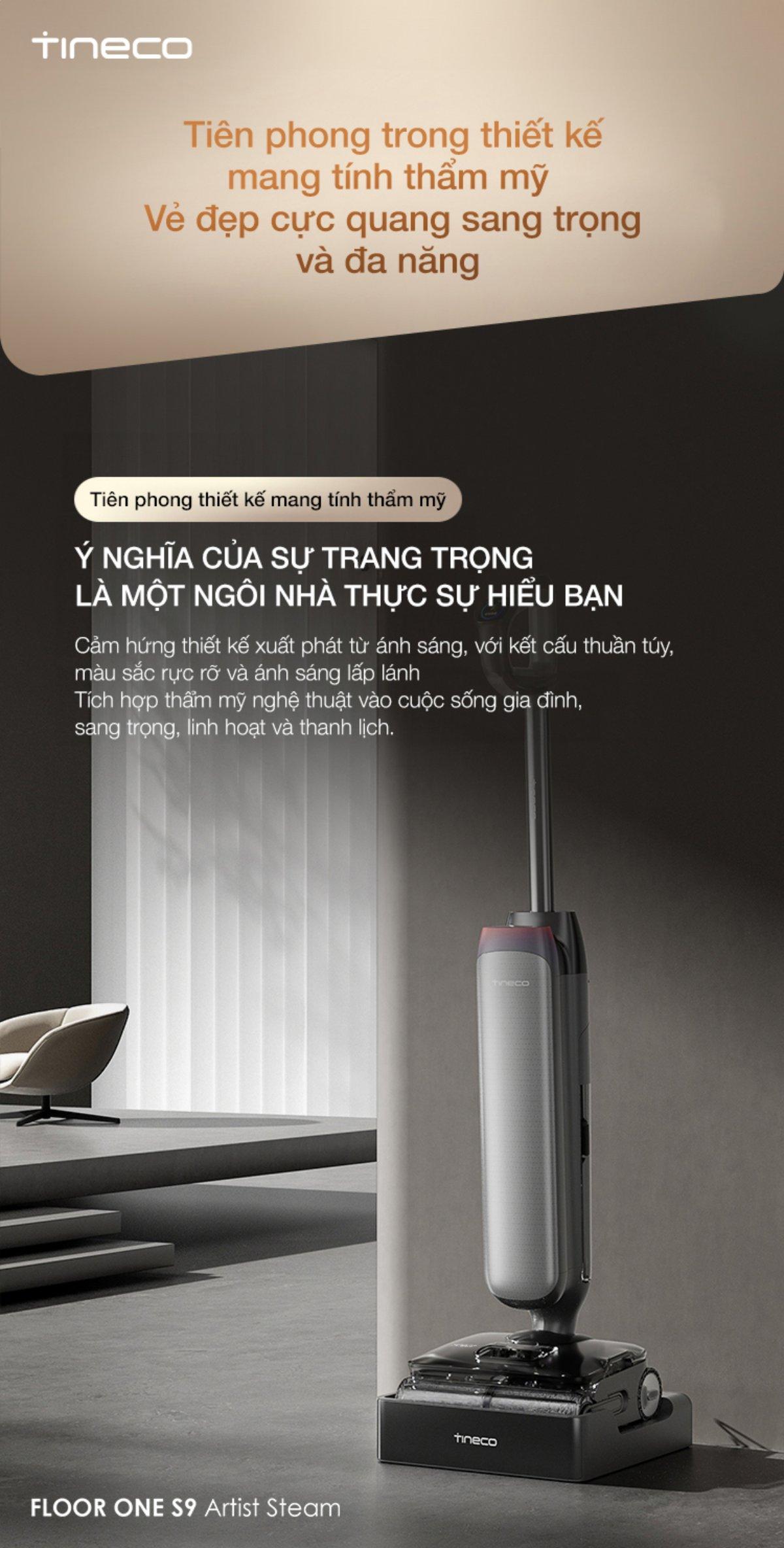 Tineco Floor One S9 Artist Steam gập nghiêng 180°