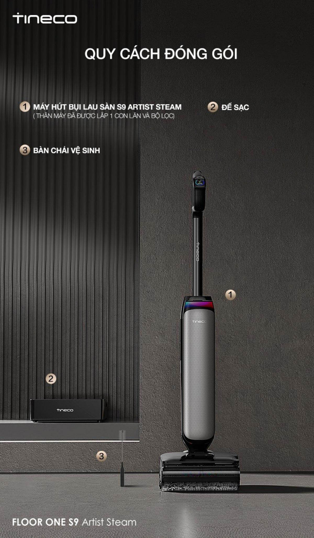 Tineco Floor One S9 Artist Steam gập nghiêng 180°