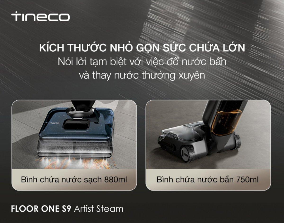 Tineco Floor One S9 Artist Steam gập nghiêng 180°