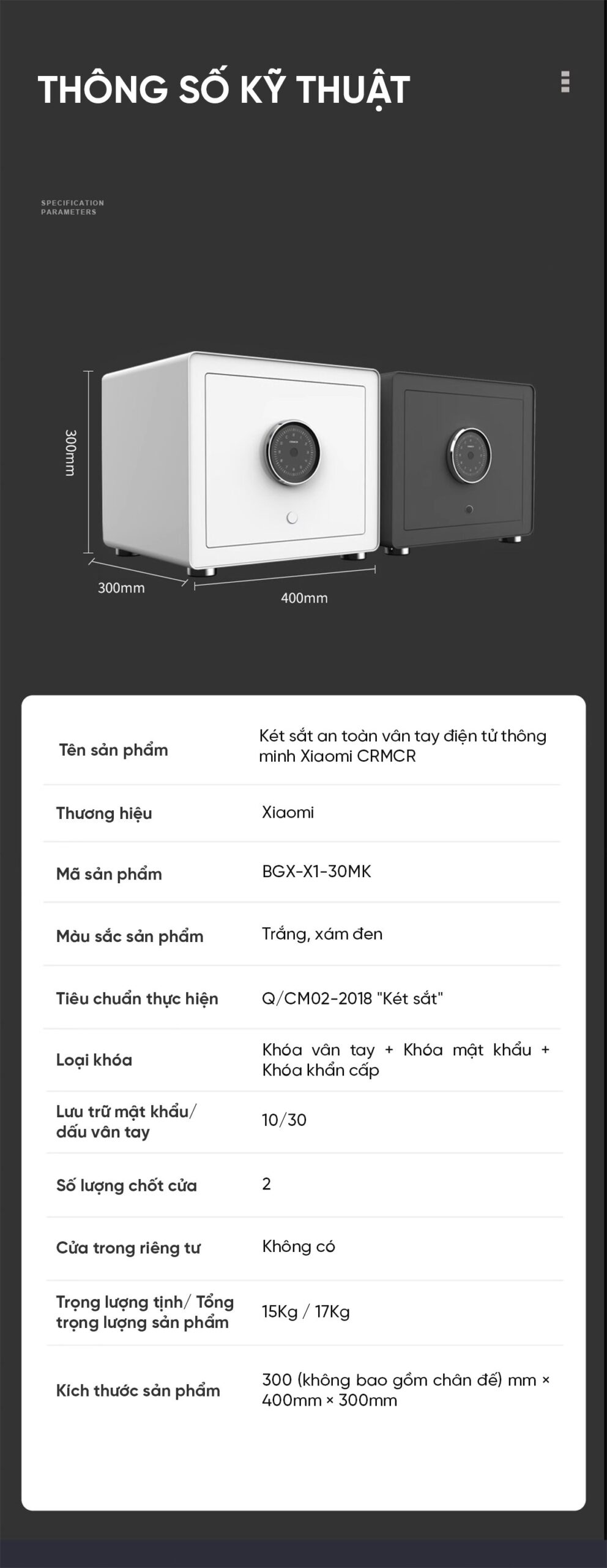 Két sắt Xiaomi thông minh BGX-X1-30MK
