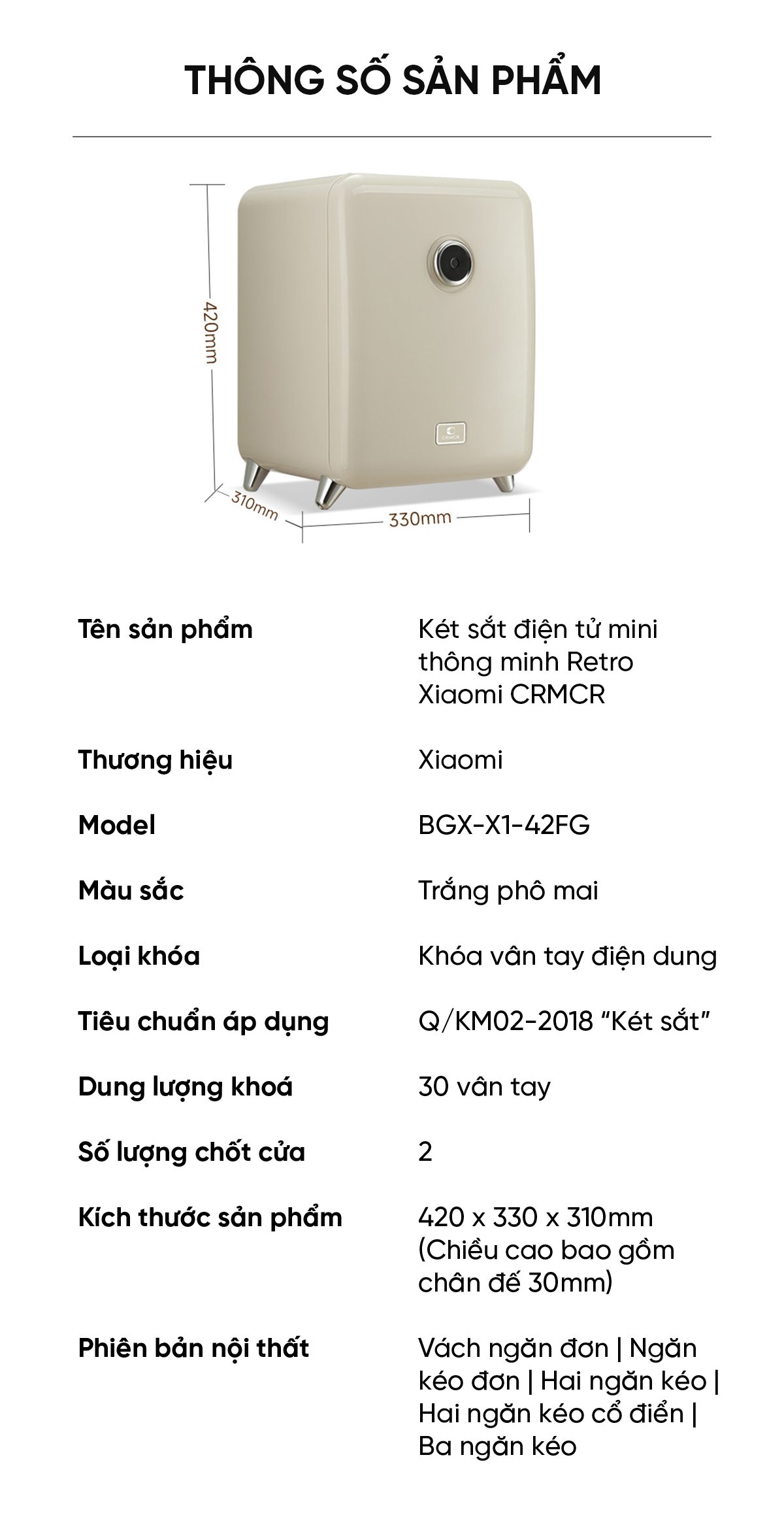 Két sắt Xiaomi thông minh BGX-X1-42FG