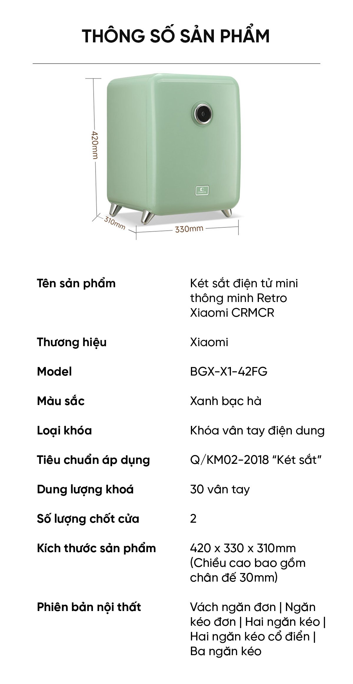 Két sắt Xiaomi thông minh BGX-X1-42FG