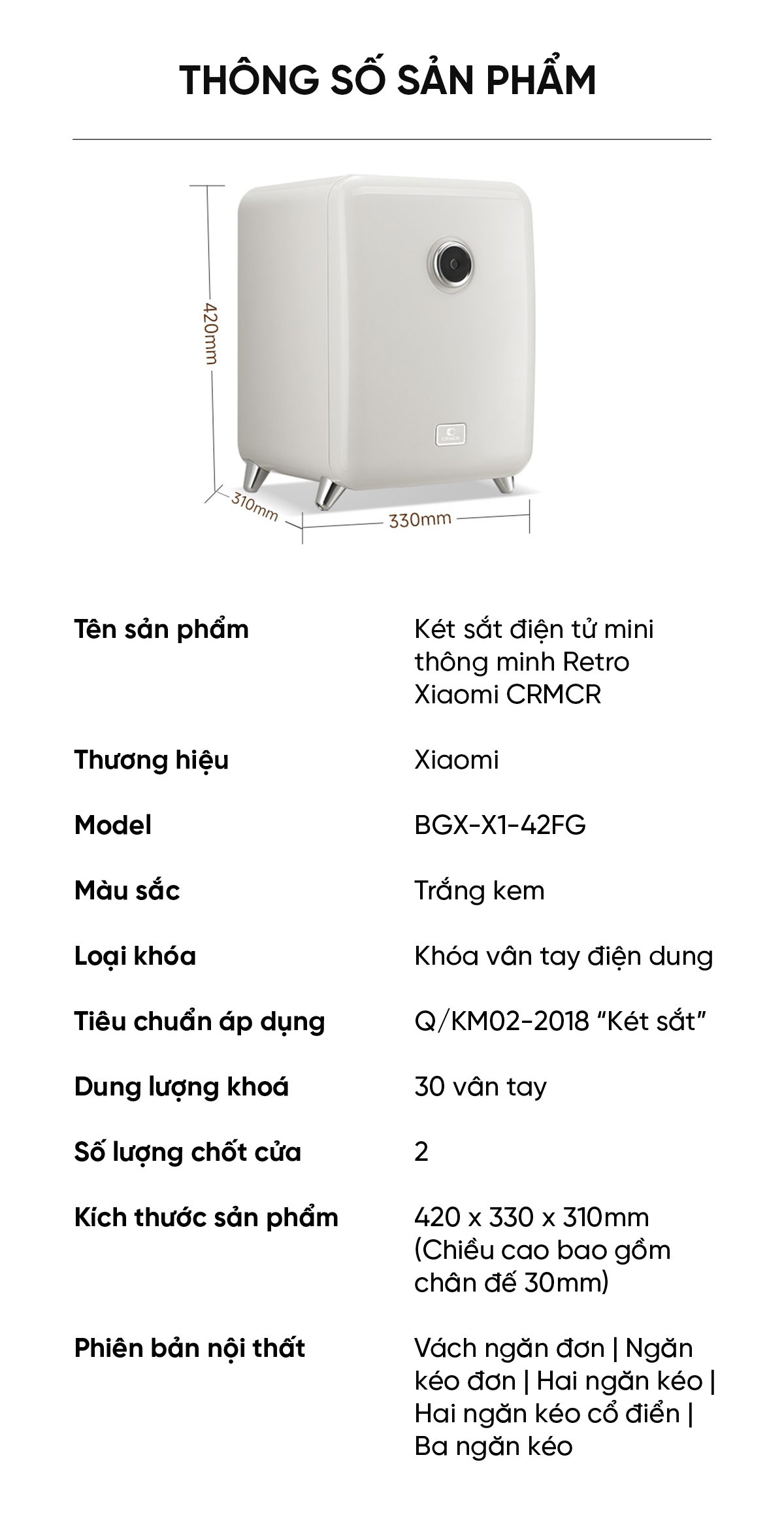 Két sắt Xiaomi thông minh BGX-X1-42FG