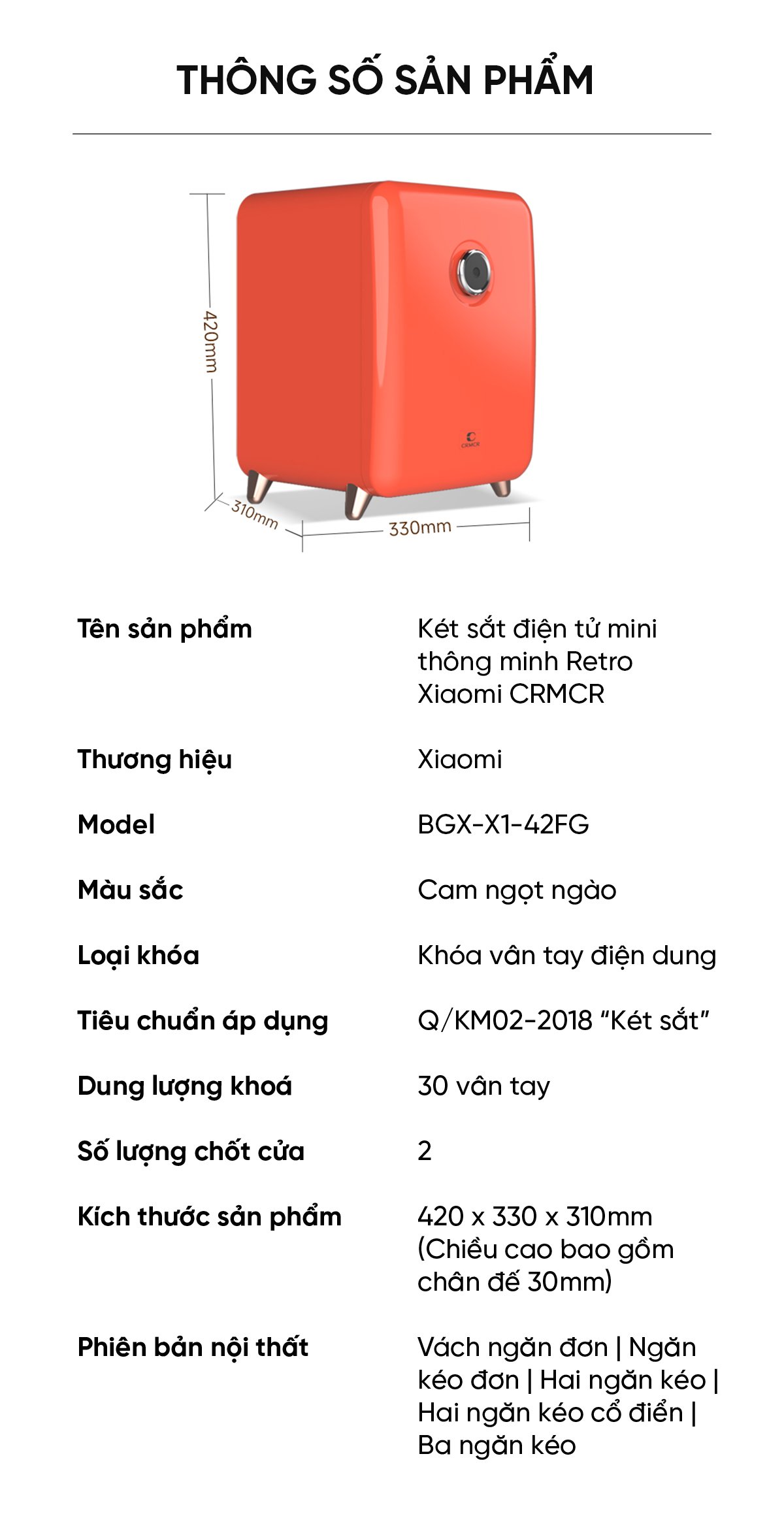 Két sắt Xiaomi thông minh BGX-X1-42FG