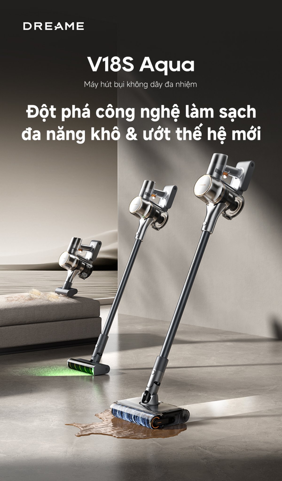 Máy hút bụi cầm tay không dây Dreame V18S Aqua