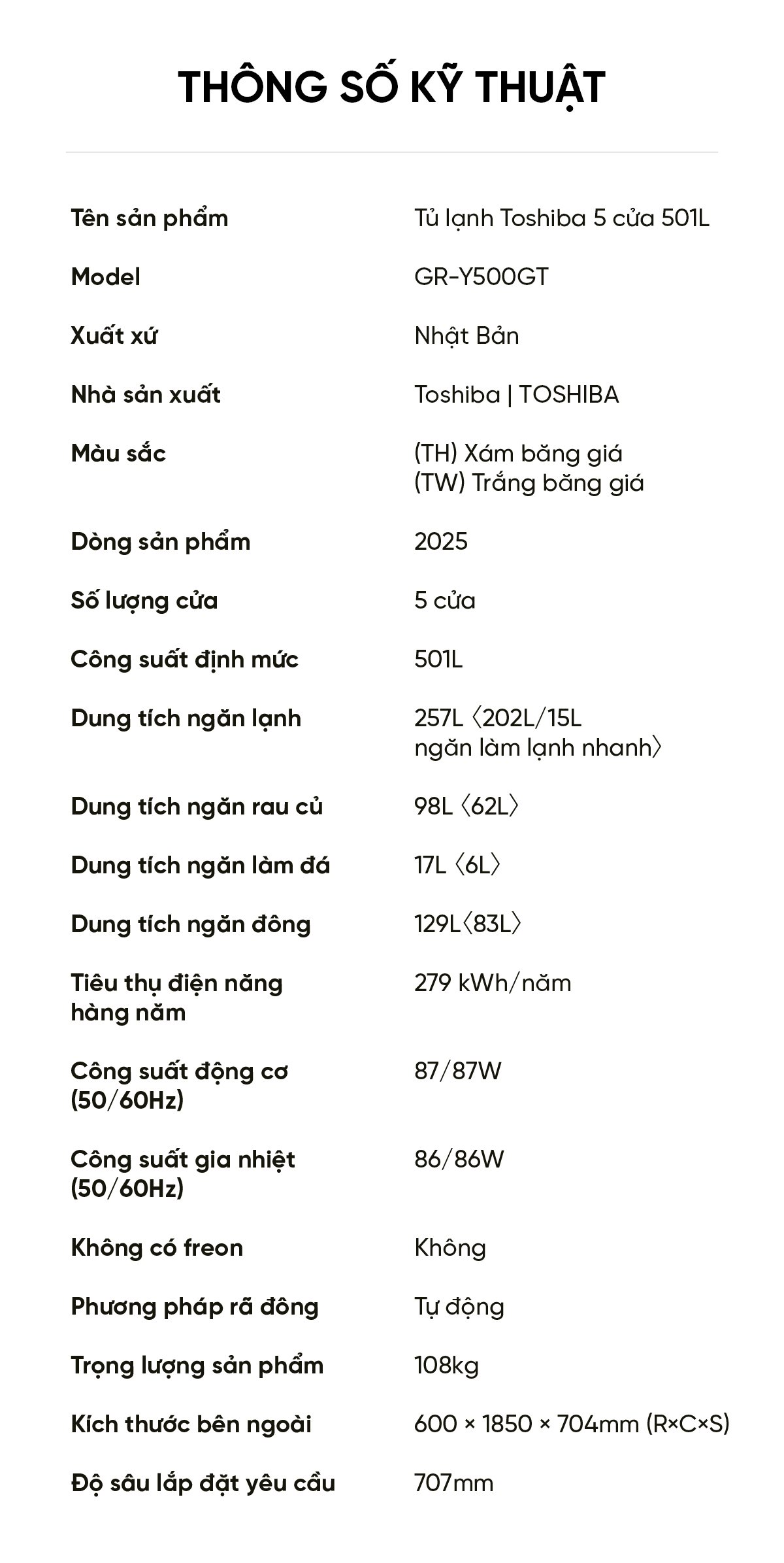 Tủ lạnh Toshiba GR-Y500GT 501L