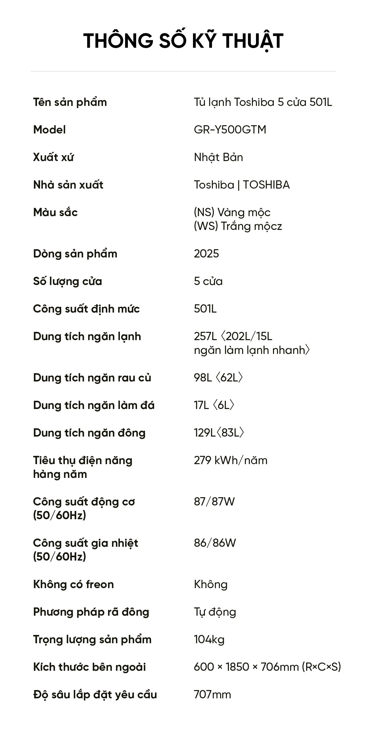 Tủ lạnh Toshiba GR-Y500GTM 501L