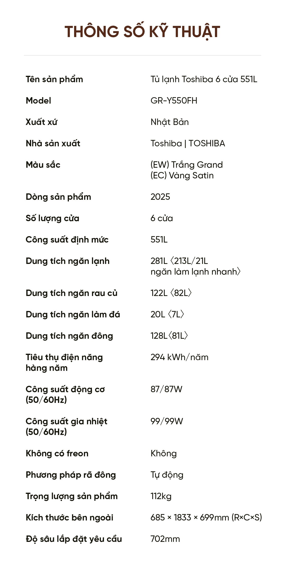Tủ lạnh Toshiba GR-Y550FH 551L