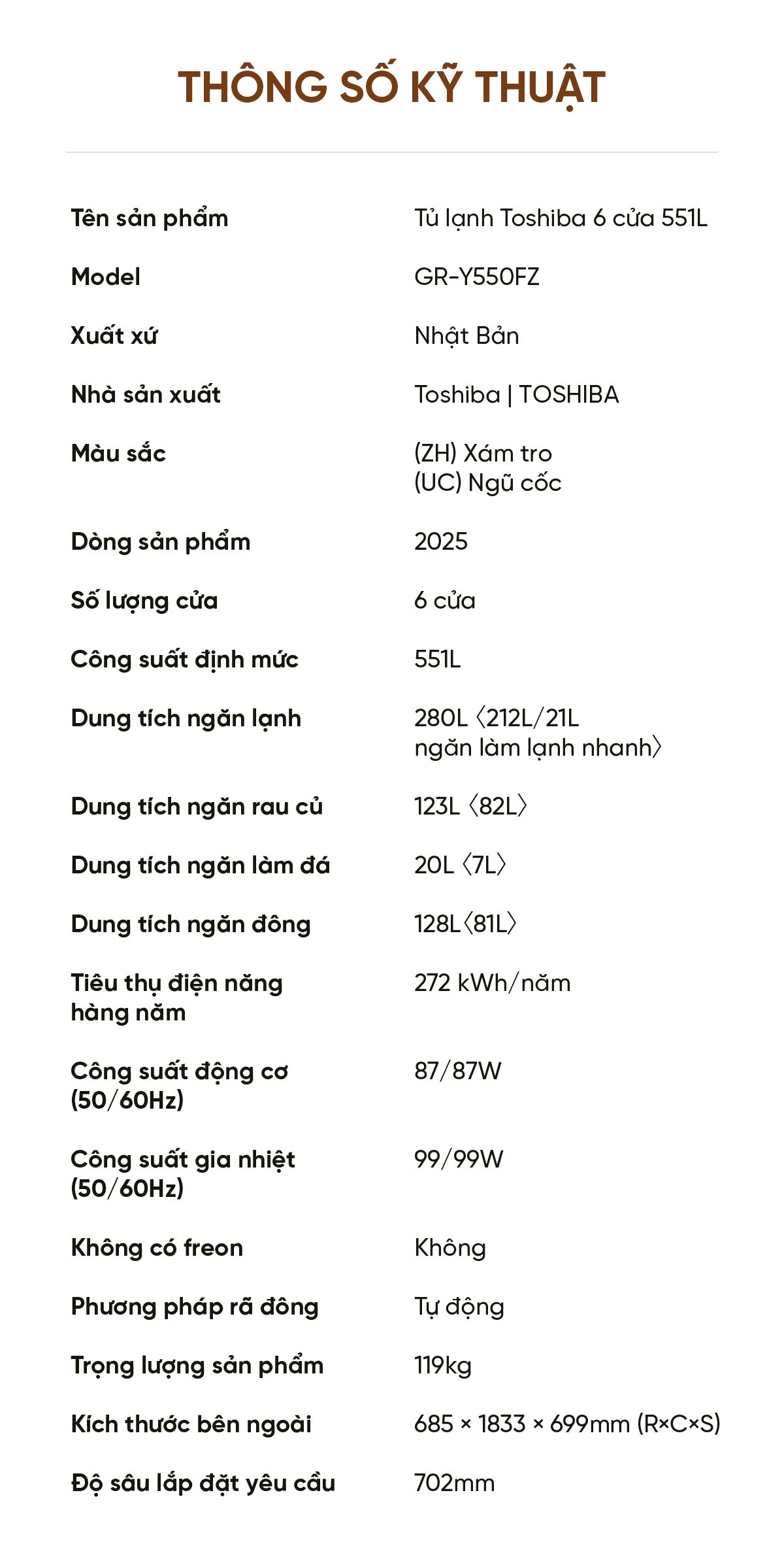 Tủ lạnh Toshiba GR-Y550FZ 551L