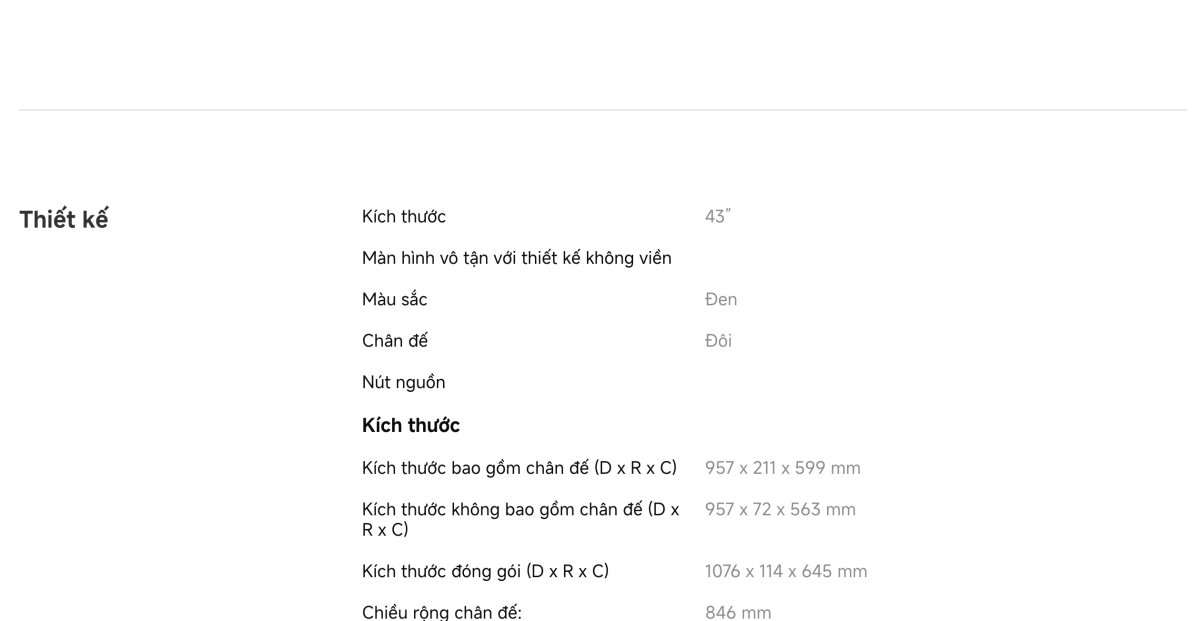 Tivi Xiaomi A 43 Inch - 2026 Bản Quốc Tế - FHD/60Hz - 1GB/8GB