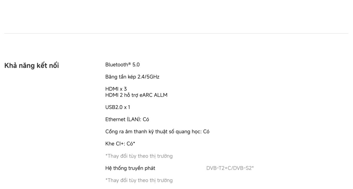 Tivi Xiaomi A 55 Inch - 2026 Bản Quốc Tế - 4K/60Hz - 2GB/8GB