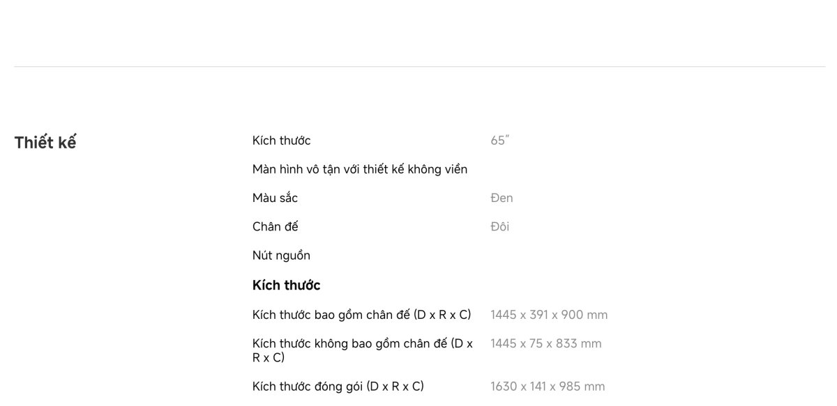 Tivi Xiaomi A 65 Inch - 2026 Bản Quốc Tế - 4K/60Hz - 2GB/8GB