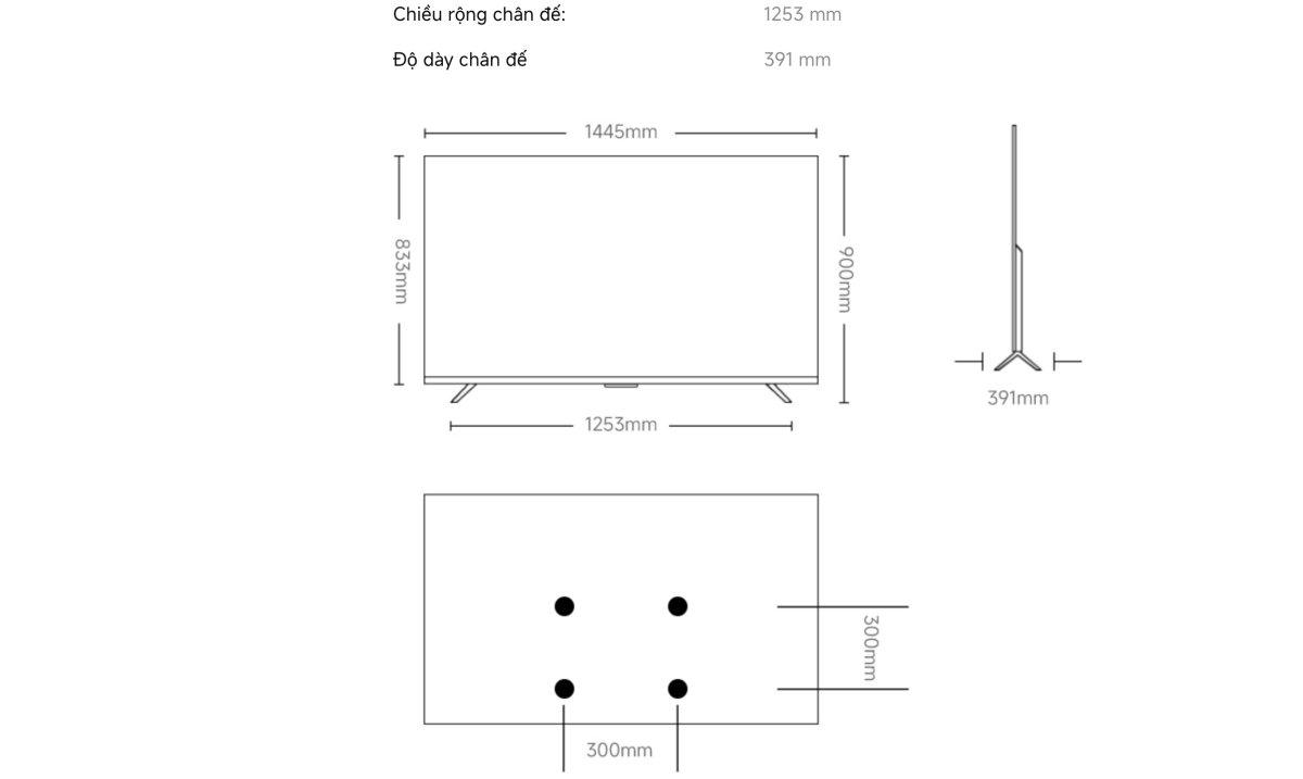 Tivi Xiaomi A 65 Inch - 2026 Bản Quốc Tế - 4K/60Hz - 2GB/8GB