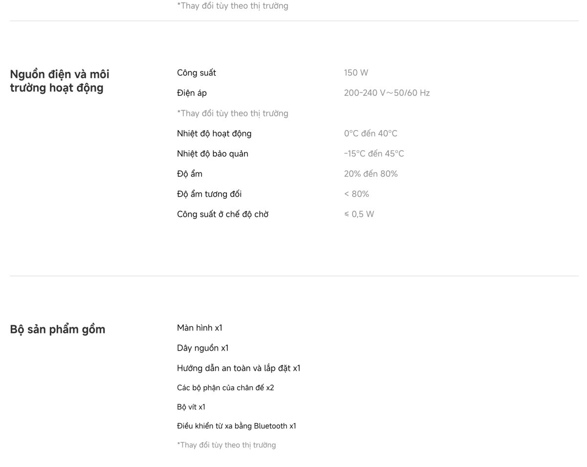 Tivi Xiaomi A 65 Inch - 2026 Bản Quốc Tế - 4K/60Hz - 2GB/8GB