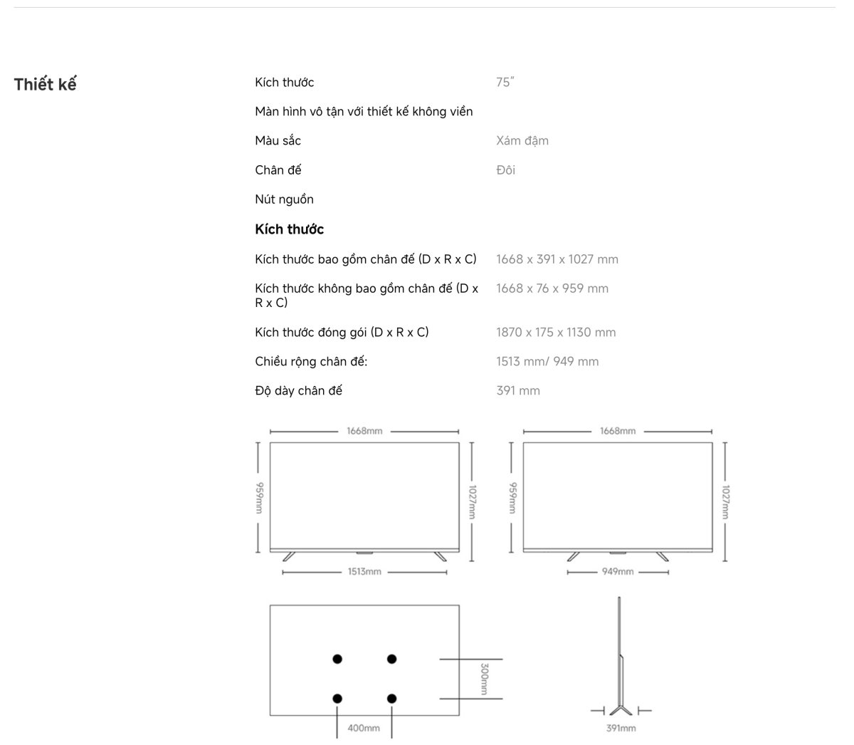 Tivi Xiaomi A Pro 75 Inch - 2026 Bản Quốc Tế - QLED 4K/60Hz - 2GB/8GB