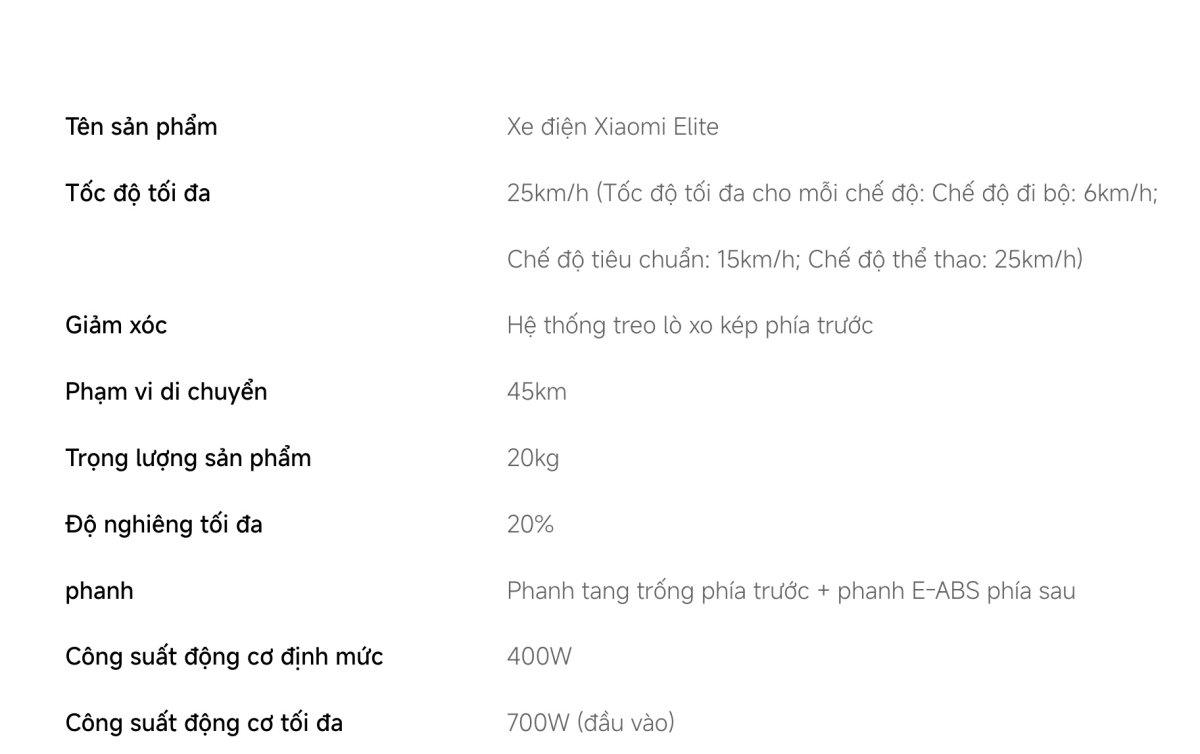 Xe Scooter Xiaomi Elite
