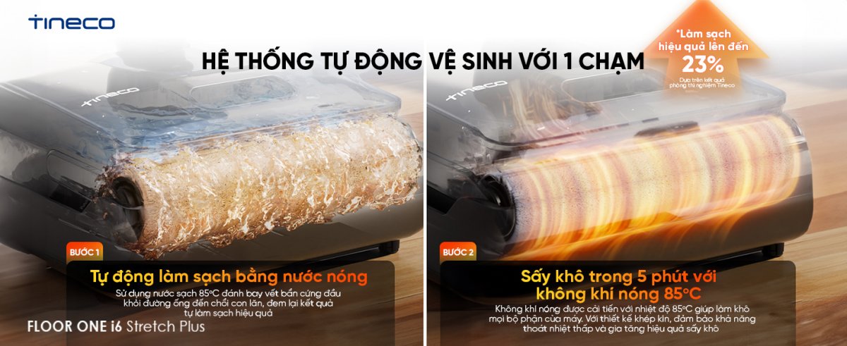 Tineco i6 Stretch Plus gập nghiêng 180°