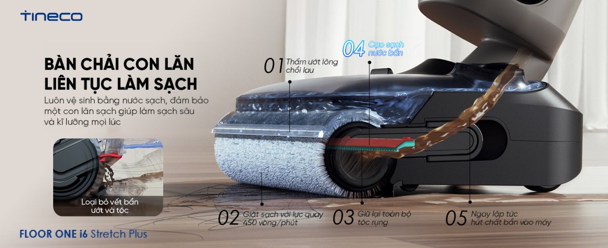 Tineco i6 Stretch Plus gập nghiêng 180°