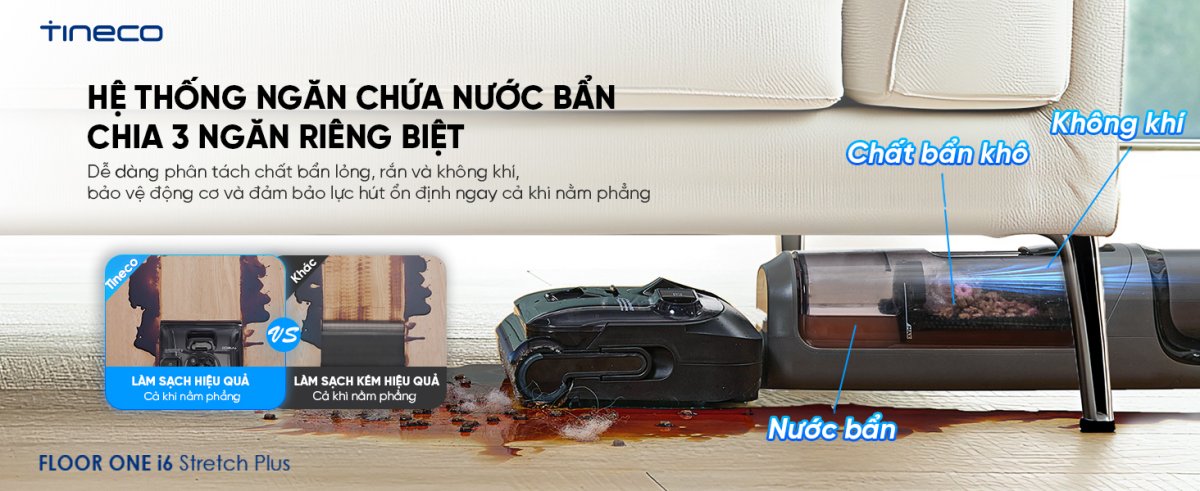 Tineco i6 Stretch Plus gập nghiêng 180°