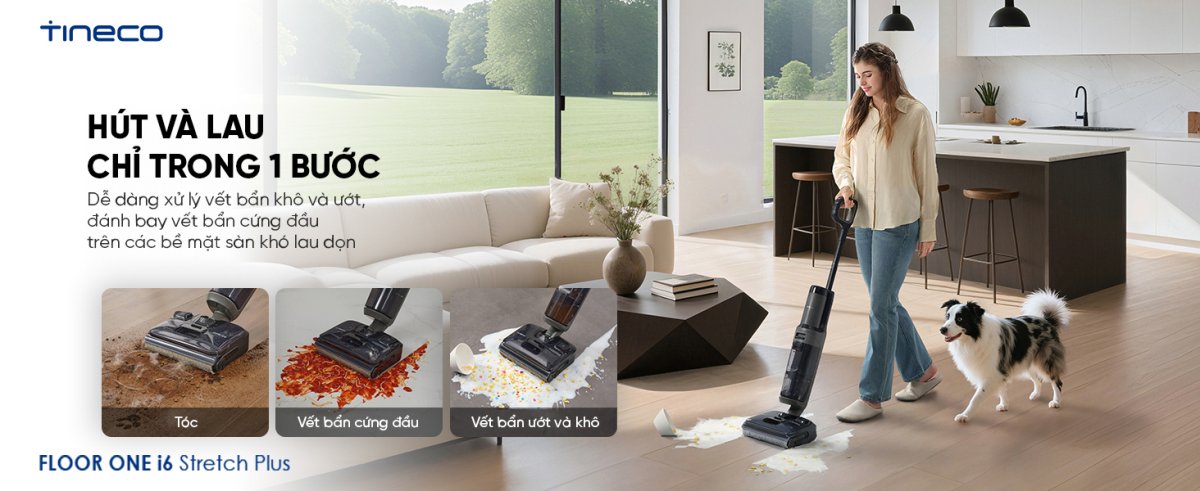 Tineco i6 Stretch Plus gập nghiêng 180°