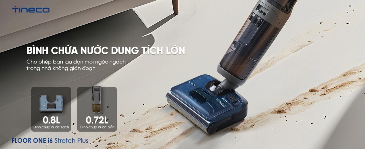 Tineco i6 Stretch Plus gập nghiêng 180°