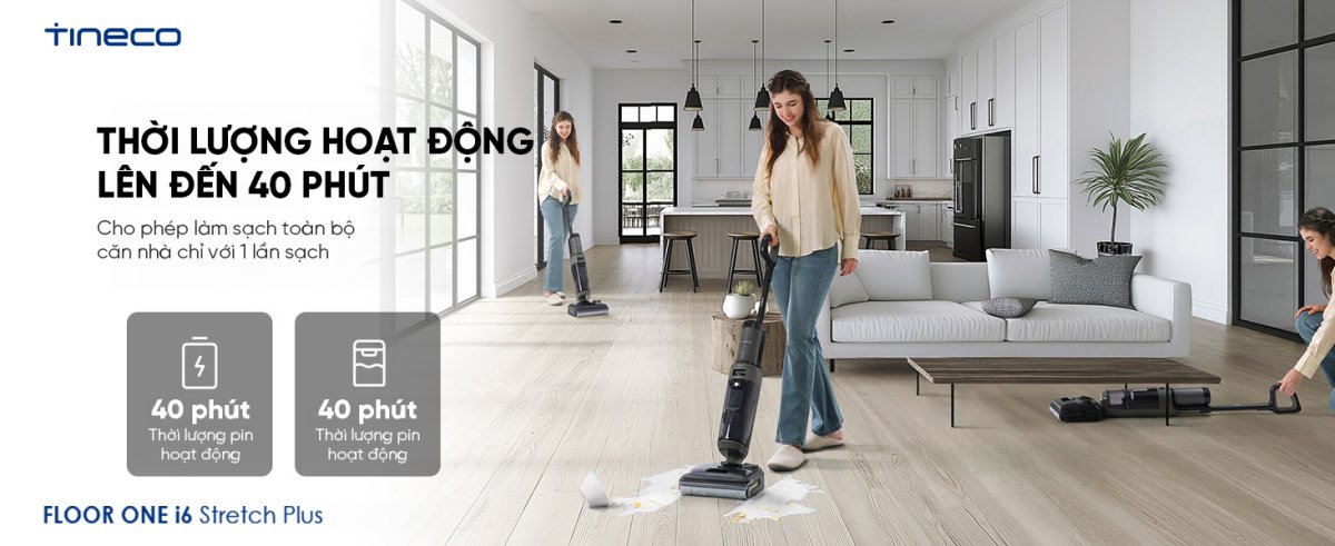 Tineco i6 Stretch Plus gập nghiêng 180°