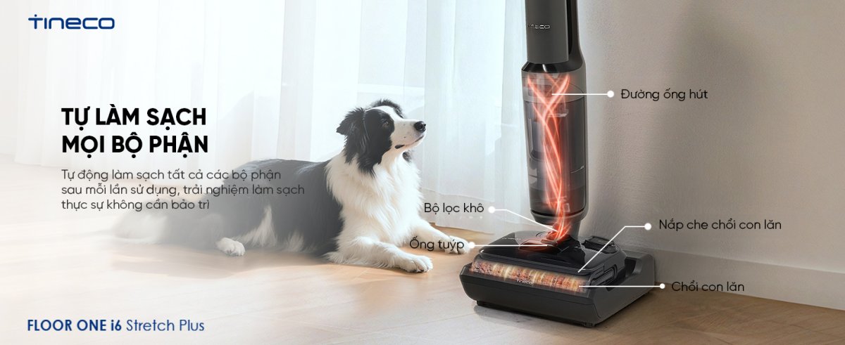 Tineco i6 Stretch Plus gập nghiêng 180°