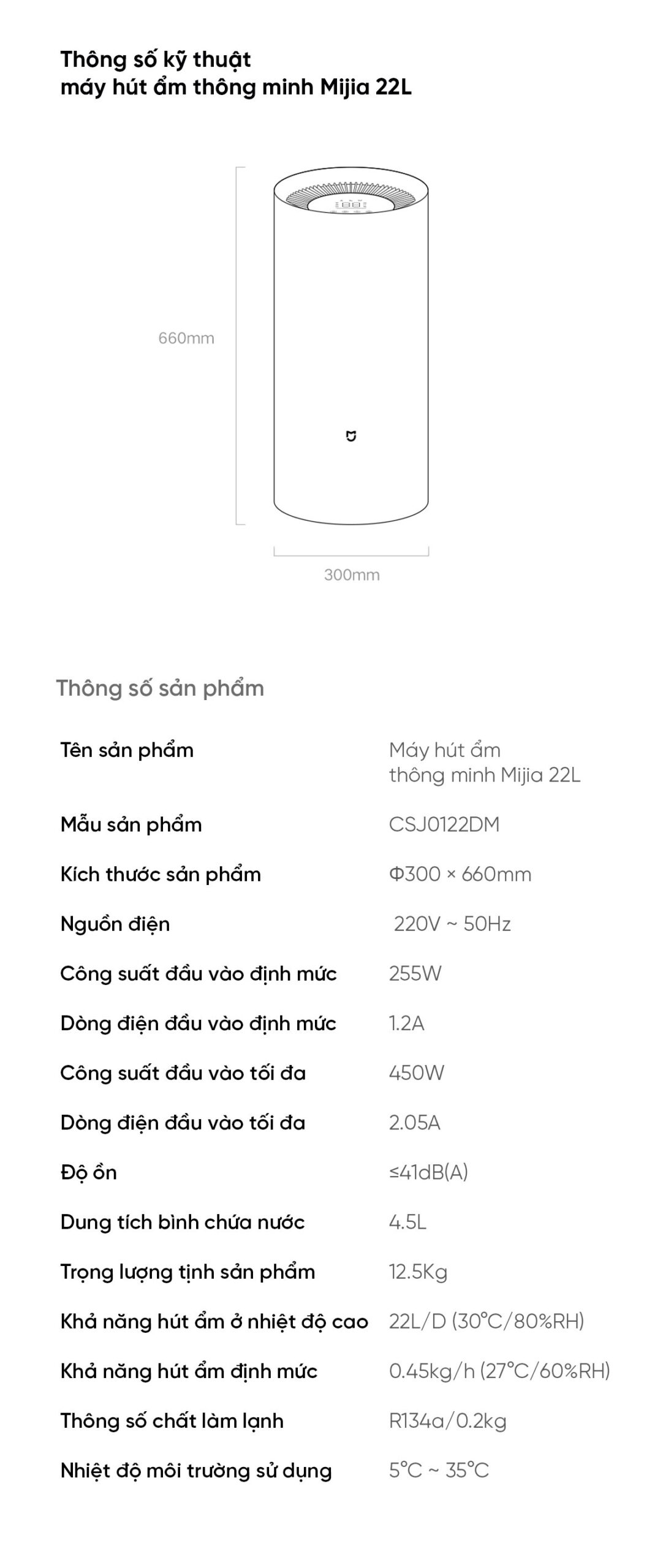 Máy hút ẩm Xiaomi 22L