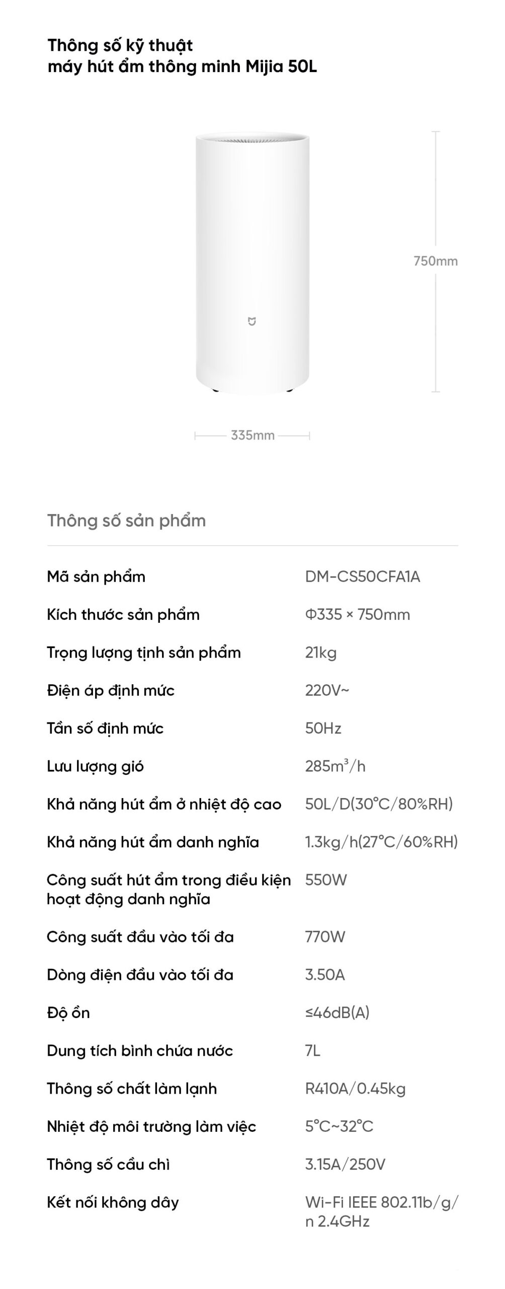 Máy hút ẩm Xiaomi 50L