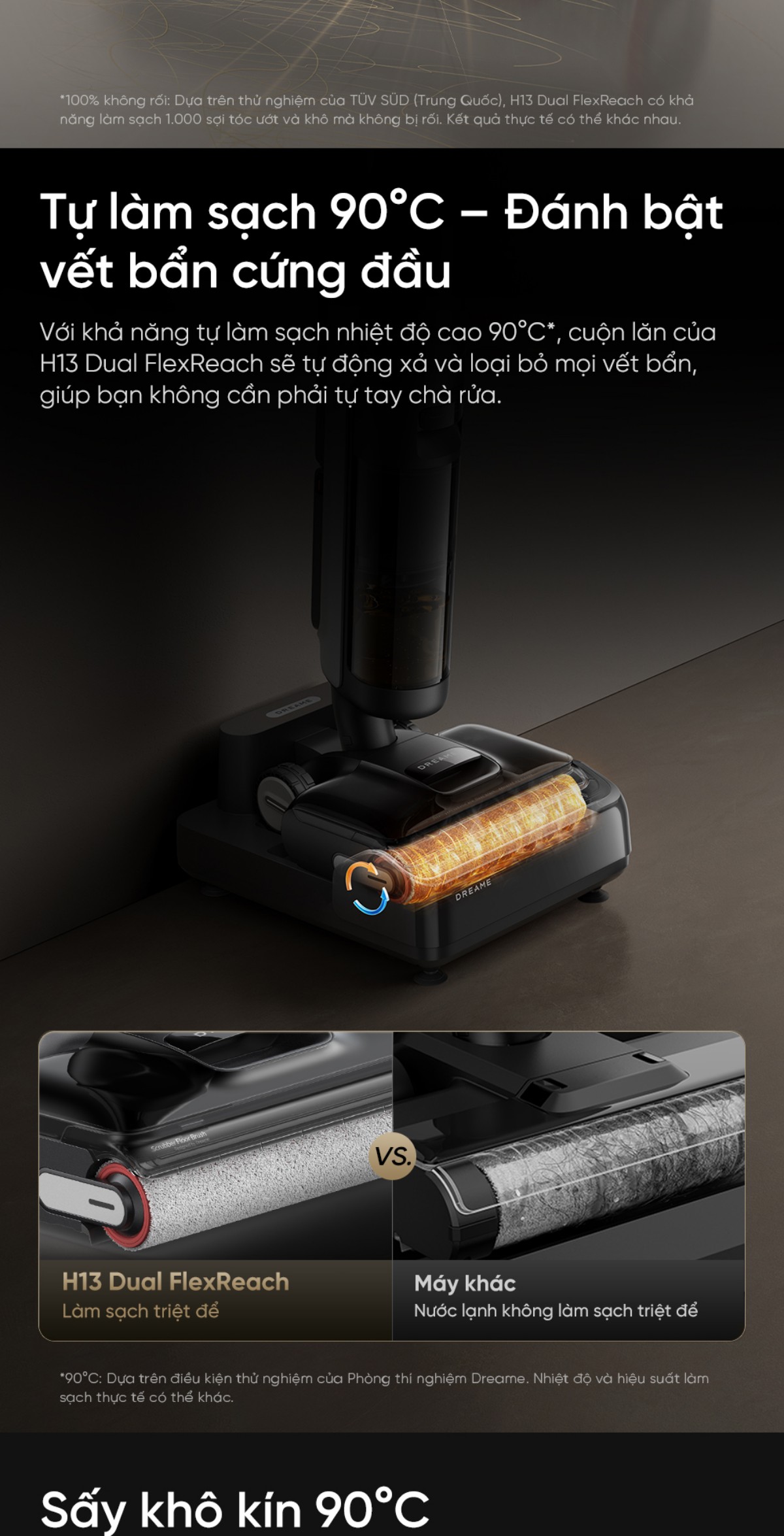 Dreame H13 Dual FlexReach gập nghiêng 180°