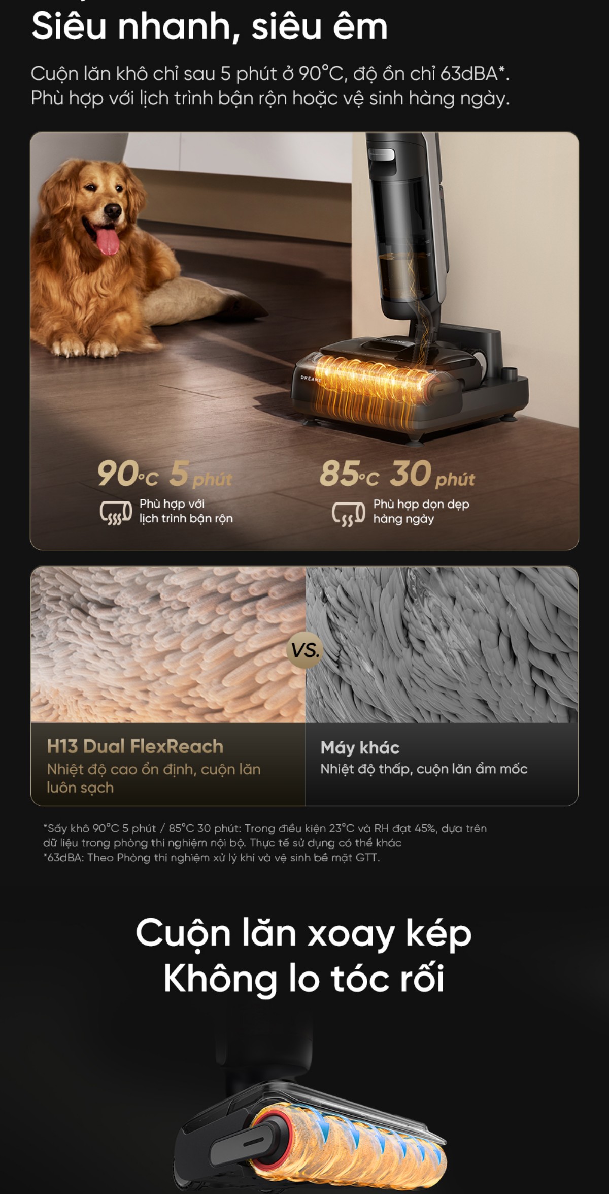 Dreame H13 Dual FlexReach gập nghiêng 180°