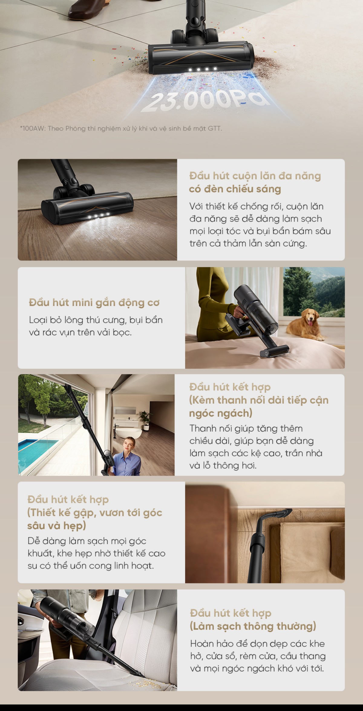 Dreame H13 Dual FlexReach gập nghiêng 180°