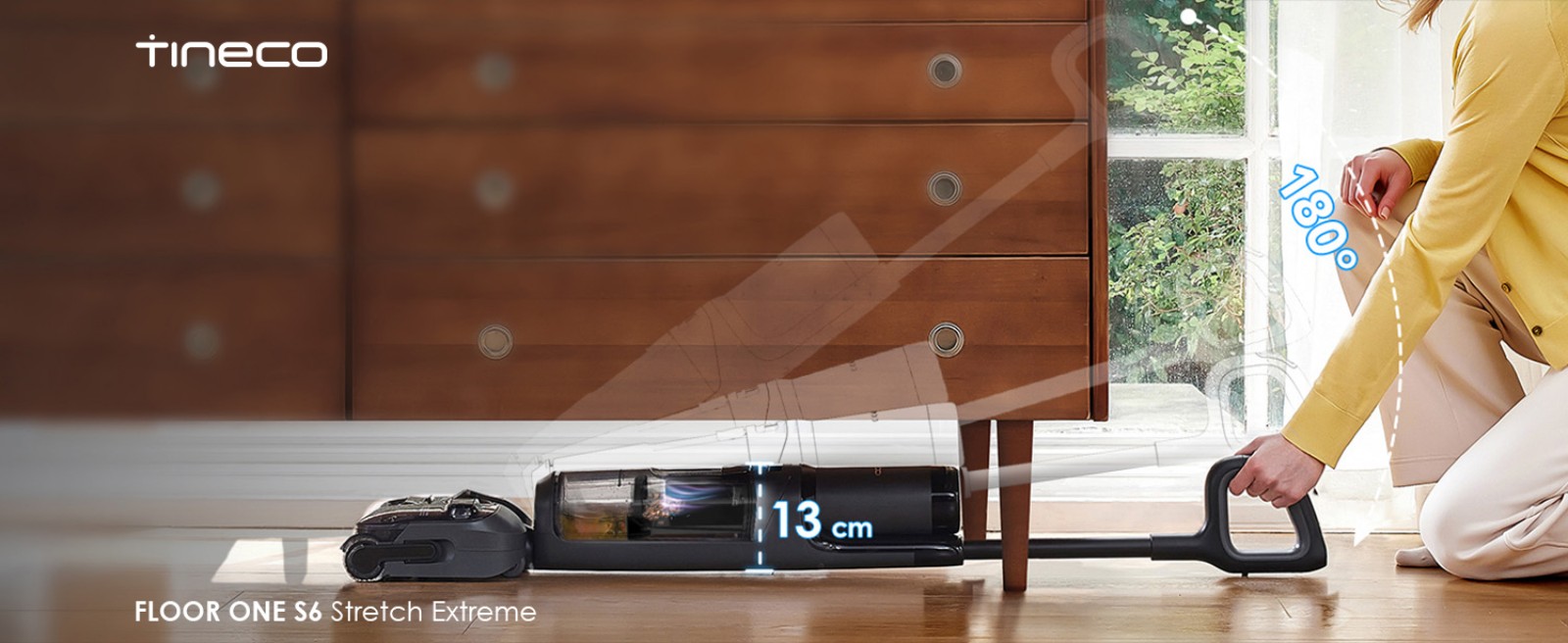 Tineco S6 Stretch Extreme gập nghiêng 180°