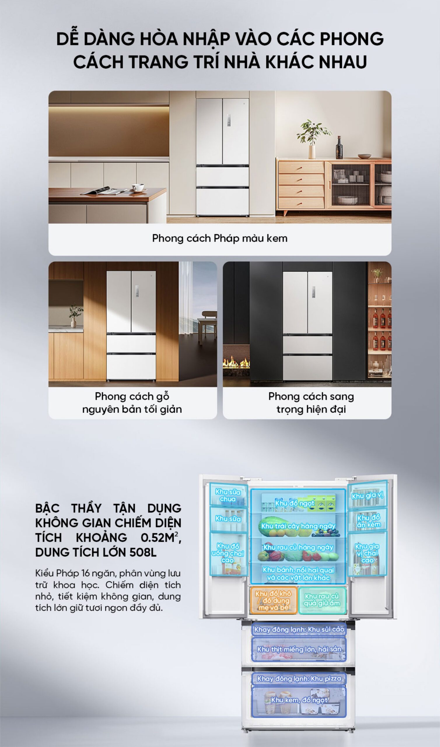 Tủ lạnh Xiaomi Mijia 508L kiểu Pháp, thiết kế siêu mỏng