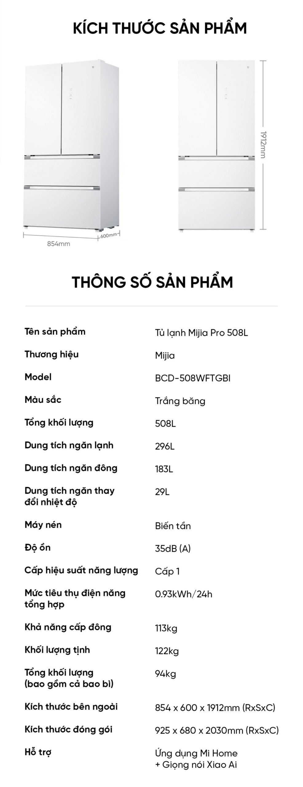 Tủ lạnh Xiaomi Mijia 508L Pro kiểu Pháp, thiết kế siêu mỏng