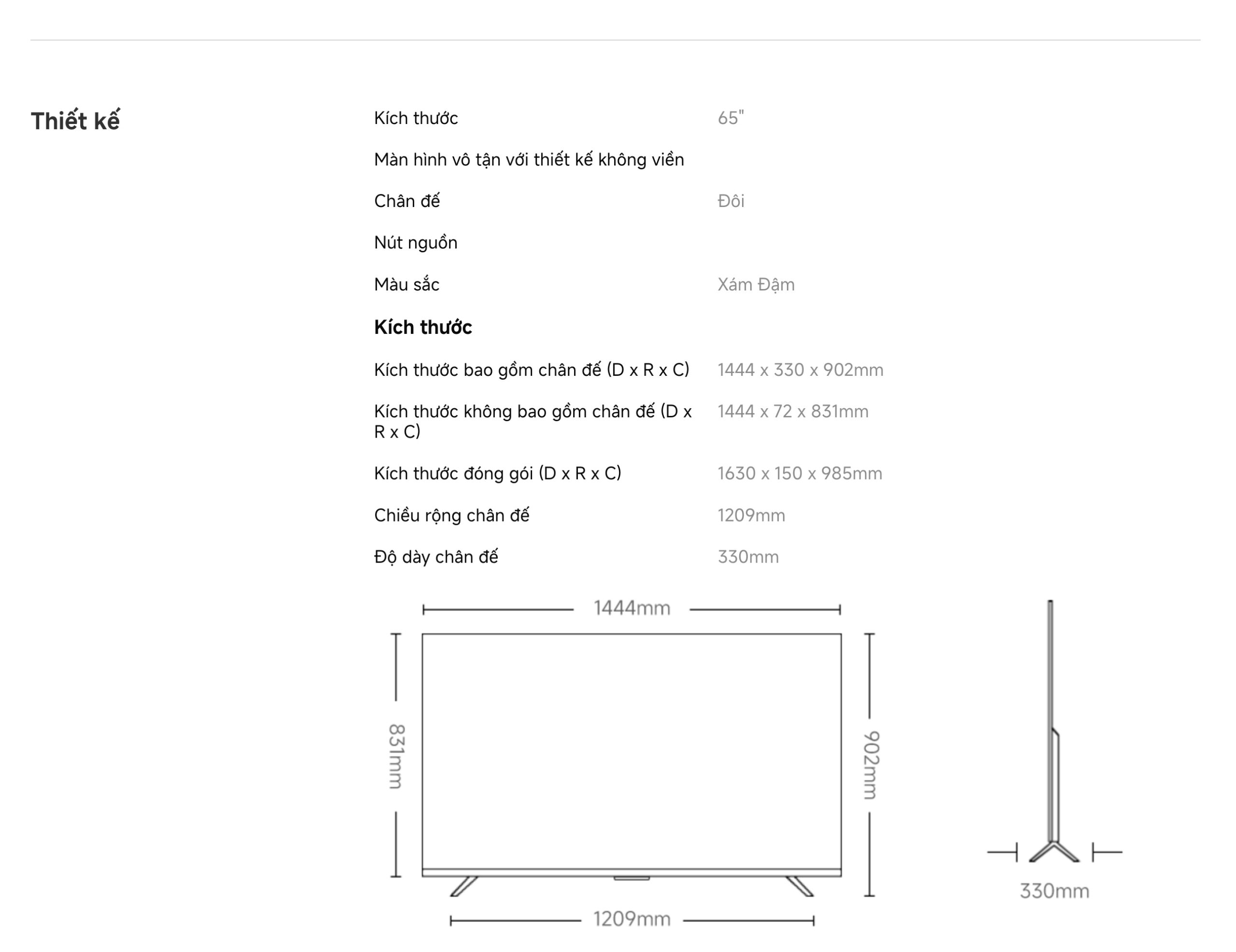 Tivi Xiaomi S Pro Mini LED 65 Inch 2026 - Bản Quốc Tế - 4K/144Hz - 3GB/32GB