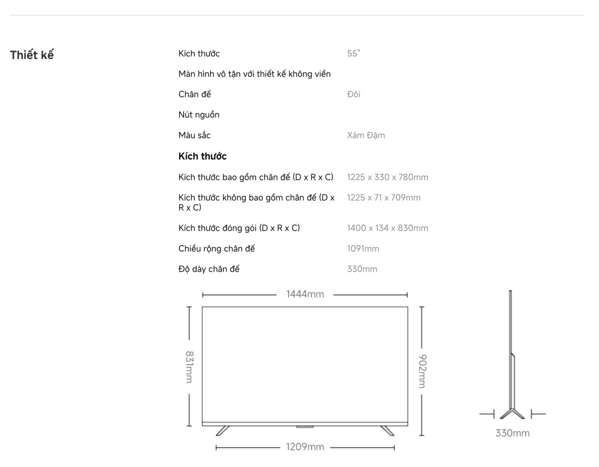 Tivi Xiaomi S Pro Mini LED 55 2026 - Bản Quốc Tế - 4K/144Hz - 3GB/32GB