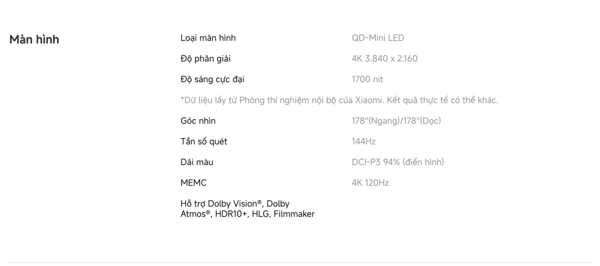 Tivi Xiaomi S Pro Mini LED 75 Inch 2026 - Bản Quốc Tế - 4K/144Hz - 3GB/32GB